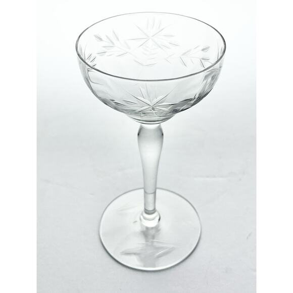 1950s Marion Glass 5 Etched Flower Optic Cocktail Liquor Glasses 5.25” 4oz C-365 - Picture 6 of 9